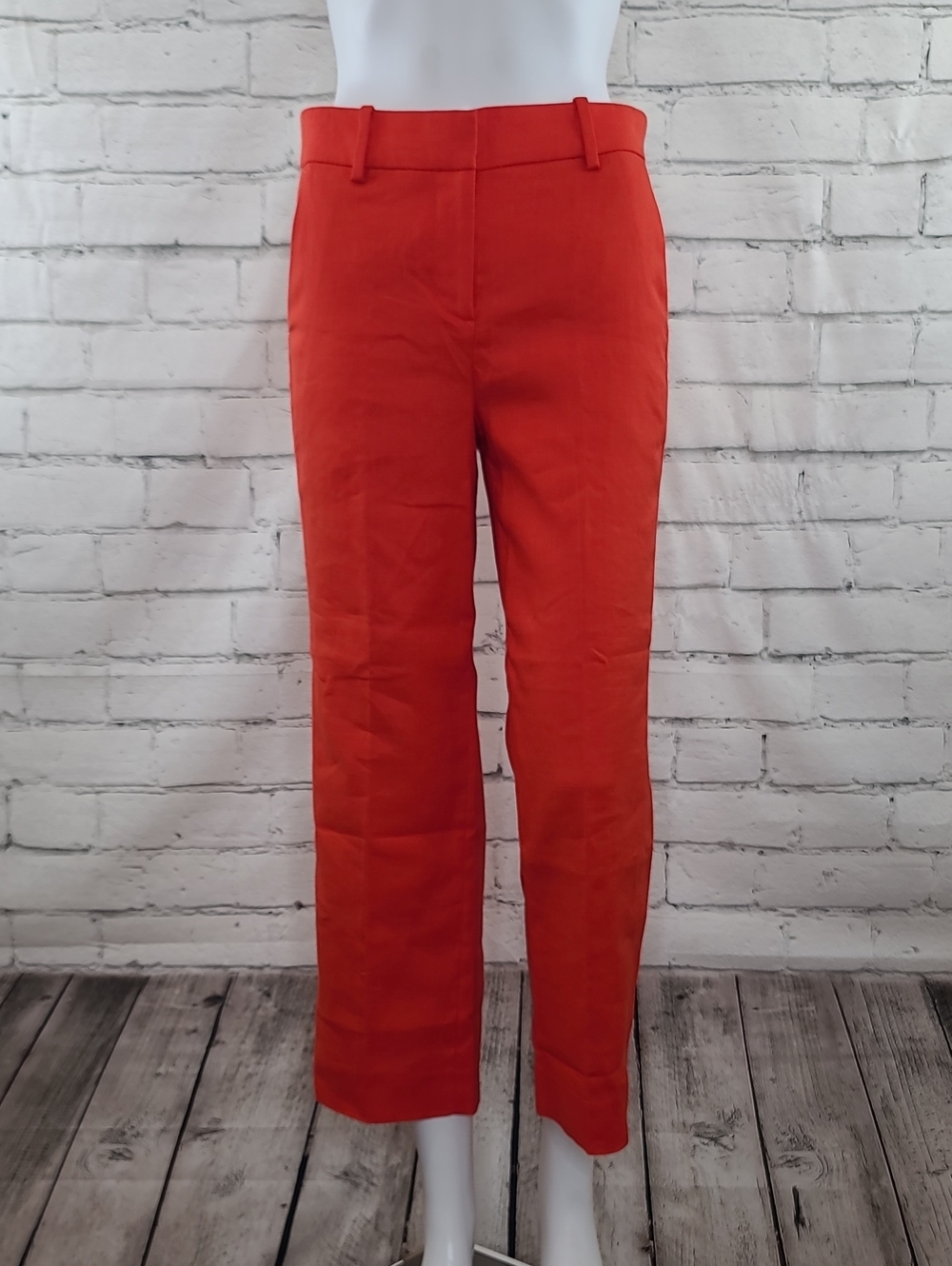 J Crew Peyton Lightweight High Rise Stretch Linen Wide Crop Ankle Pant Orange